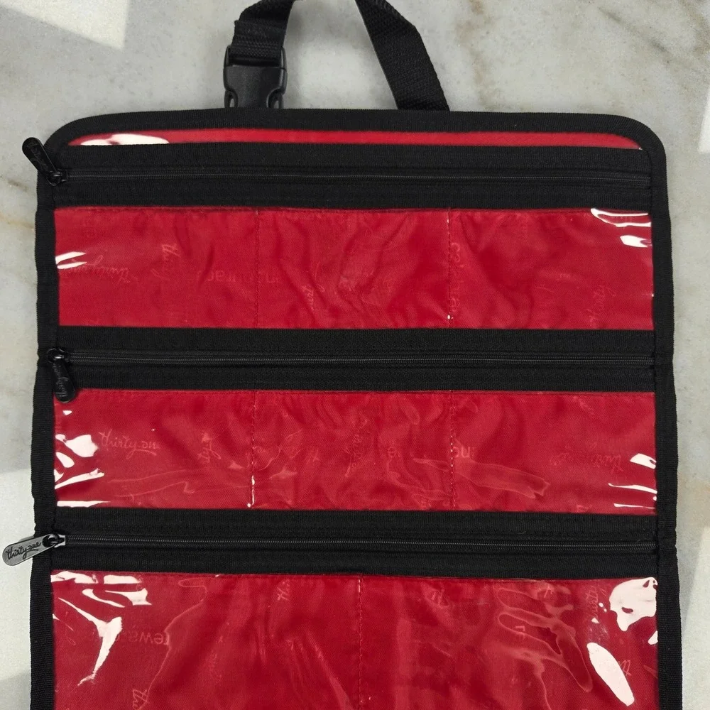 Thirty-One Hanging Toiletry Bag Black White Polka Dot Travel Organizer Preppy